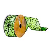 Vickerman 2.5" x 10Yd Green/Black Spider Web Ribbon
