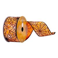Vickerman 2.5" x 10Yd Orange / Black Spider Web Ribbon
