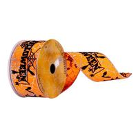 Vickerman 2.5" x 10Yd Orange Black Halloween Ribbon