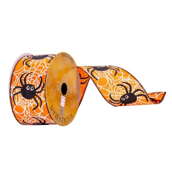 2.5" x 10Yd Orange Black Spider Ribbon