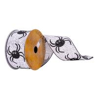 Vickerman 2.5" x 10Yd Grey Black Spider Ribbon
