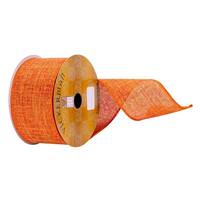 View 2.5" x 10Yd Orange Burlap Wired Edge Ribbon