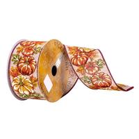 Vickerman 2.5" x 10Yd Cream Pumpkin Ribbon