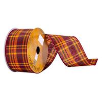 Vickerman 2.5" x 10Yd Burgundy Orange Plaid Wired Edge Ribbon