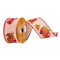Vickerman 2.5" x 10Yd Jute / Red Harvest Truck Ribbon