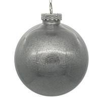 Vickerman 3" Silver Glitter Clear Ball Ornament (12 pack)