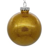 View 3" Antique Gold Glitter Clear Ball Ornament (12 pack)