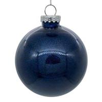Vickerman 3" Midnight Blue Glitter Clear Ball Ornament (12 pack)