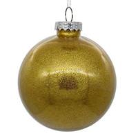Vickerman 3" Honey Gold Glitter Clear Ball Ornament (12 pack)