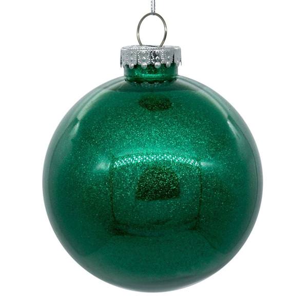 3" Seafoam Glitter Clear Ball Ornament (12 pack)