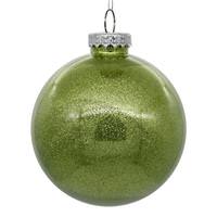 Vickerman 3" Celadon Glitter Clear Ball Ornament (12 pack)