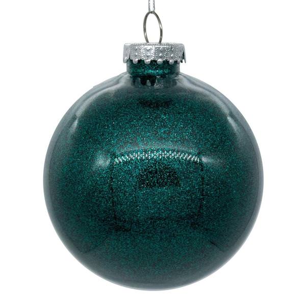 3" Sea Blue Glitter Clear Ball Ornament (12 pack)
