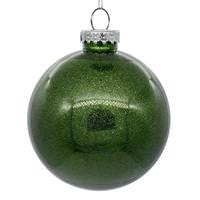 Vickerman 3" Moss Green Glitter Clear Ball Ornament (12 pack)