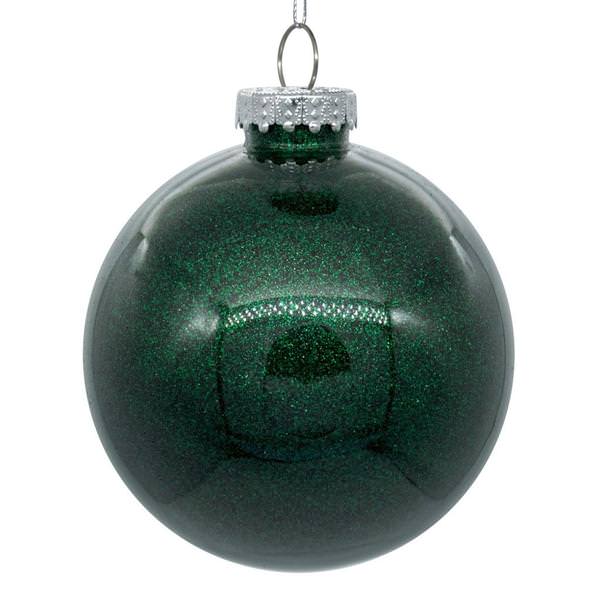 3" Midnight Green Glitter Clear Ball Ornament (12 pack)