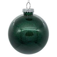View 3" Midnight Green Glitter Clear Ball Ornament (12 pack)