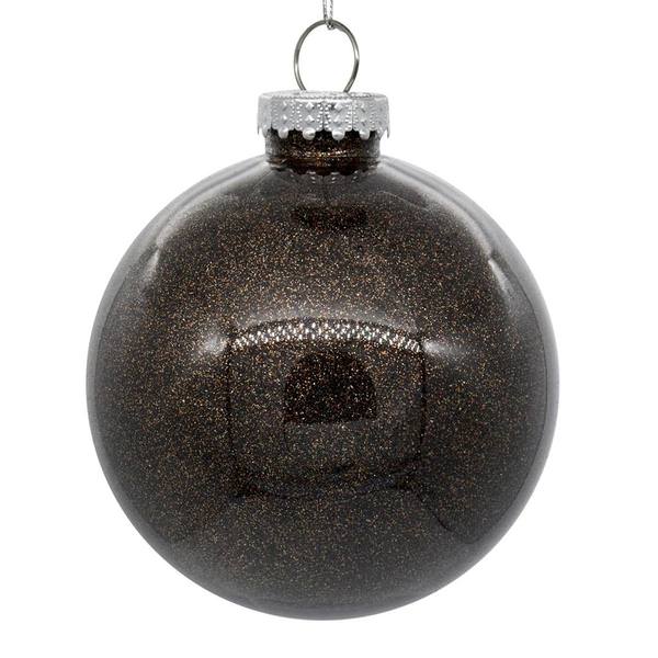 3" Chocolate Glitter Clear Ball Ornament (12 pack)