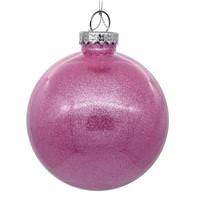 View 3" Pink Glitter Clear Ball Ornament (12 pack)