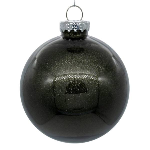 3" Gunmetal Glitter Clear Ball Ornament (12 pack)