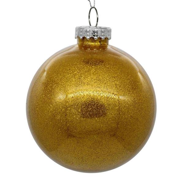 4" Antique Gold Glitter Ball Ornament (6 pack)