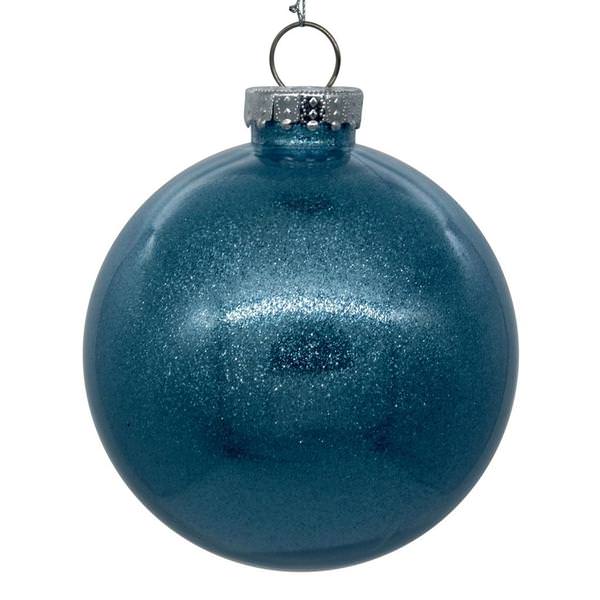 4" Baby Blue Glitter Ball Ornament (6 pack)