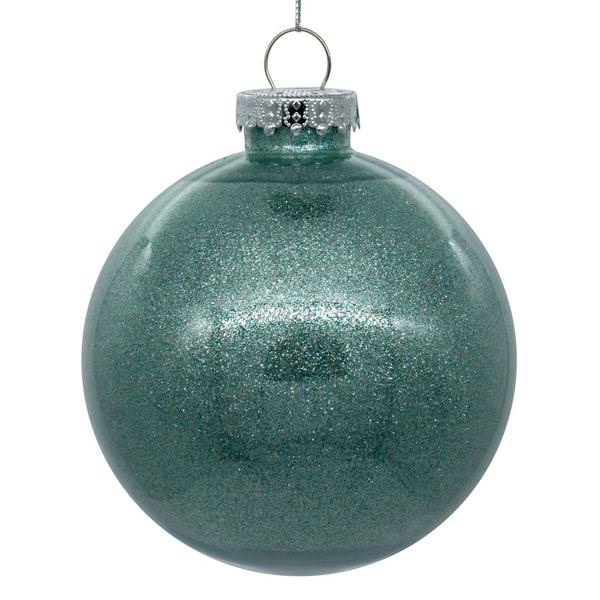 4" Frosty Mint Glitter Ball Ornament (6 pack)