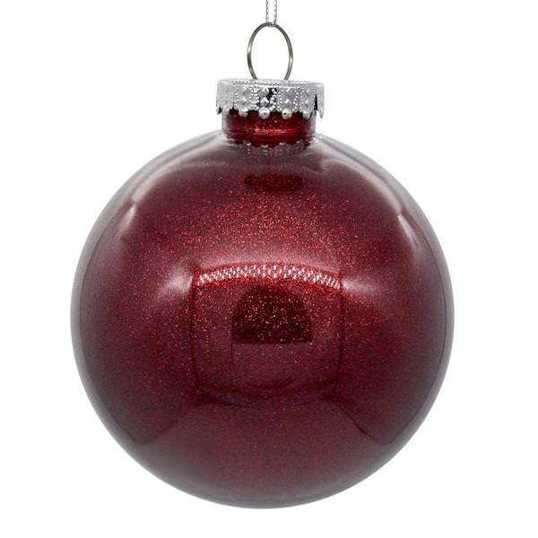 4" Burgundy Glitter Ball Ornament (6 pack)