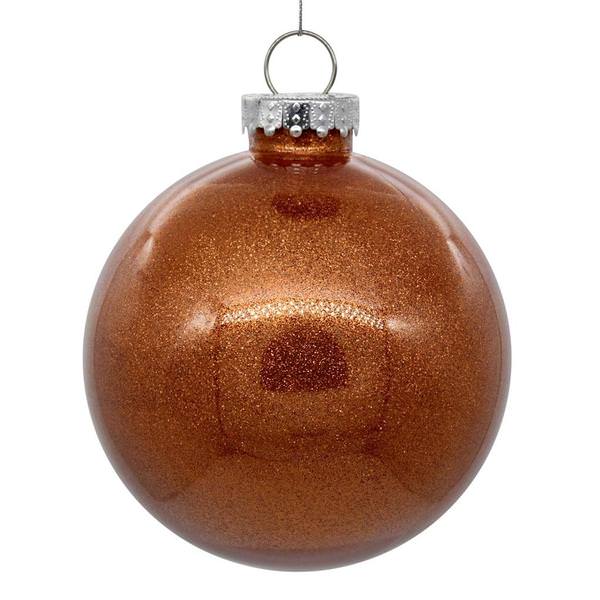 4" Copper Glitter Ball Ornament (6 pack)