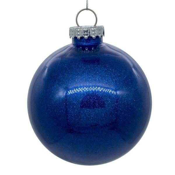 6" Blue Glitter Ball Ornament (4 pack)