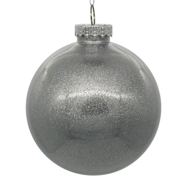 4.75" Silver Glitter Ball Ornament (4 pack)