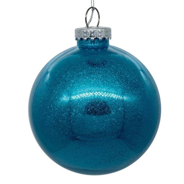 4.75" Turquoise Glitter Ball Ornament (4 pack)