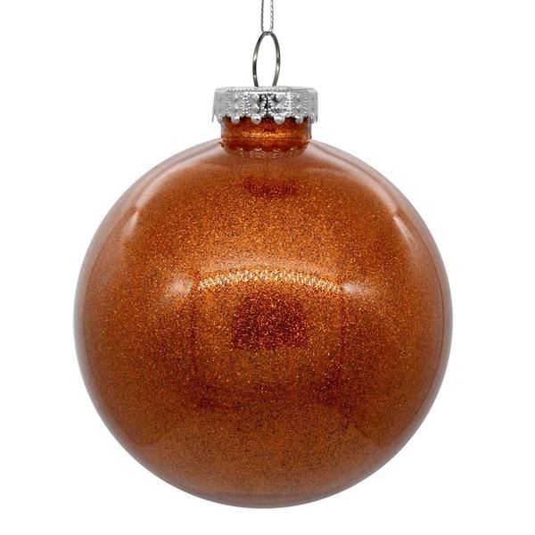 4.75" Orange Glitter Ball Ornament (4 pack)