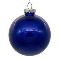 View 4.75" Cobalt Blue Glitter Ball Ornament (4 pack)