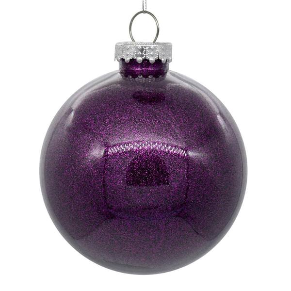 4.75" Plum Glitter Ball Ornament (4 pack)