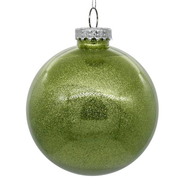 4.75" Celadon Glitter Ball Ornament (4 pack)