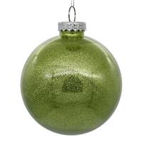 Vickerman 4.75" Celadon Glitter Ball Ornament (4 pack)
