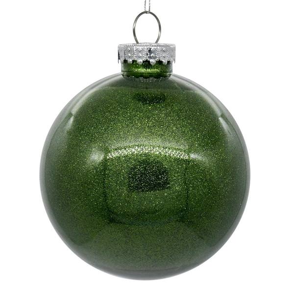 4.75" Moss Green Glitter Ball Ornament (4 pack)