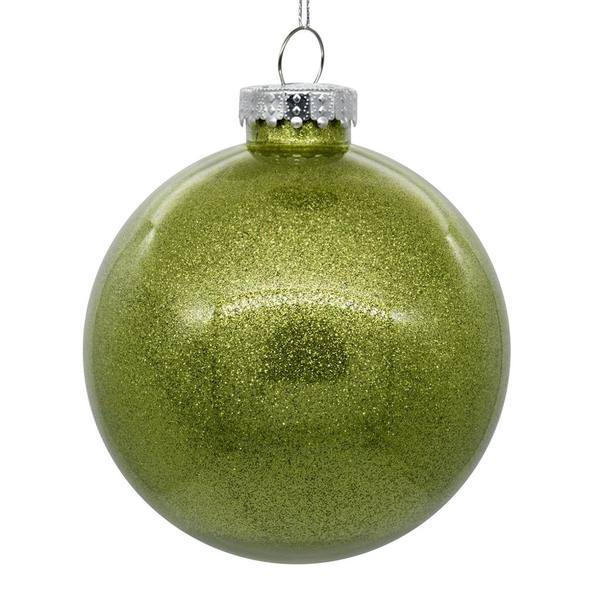 4.75" Lime Glitter Ball Ornament (4 pack)