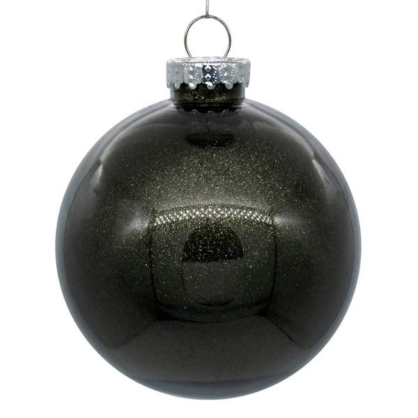 4.75" Gunmetal Latte Glitter Ball Ornament (4 pack)