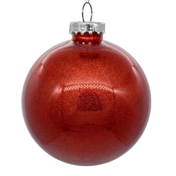 6" Red Glitter Ball Ornament (4 pack)