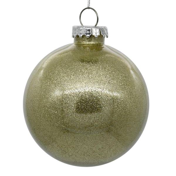 6" Champagne Glitter Ball Ornament (4 pack)