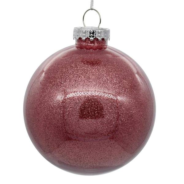 6" Mauve Glitter Ball Ornament (4 pack)