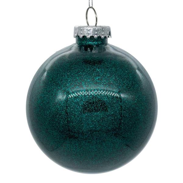 6" Sea Blue Glitter Ball Ornament (4 pack)