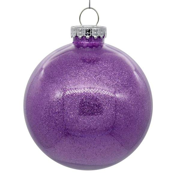6" Lavender Glitter Ball Ornament (4 pack)