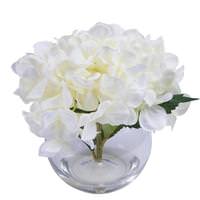 Vickerman 9" Artificial White Hydrangea in Bubble Glass Vase