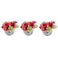 Vickerman 9" Artificial Mixed Floral Berry Bouquet in Glass Cube (3 Pack)