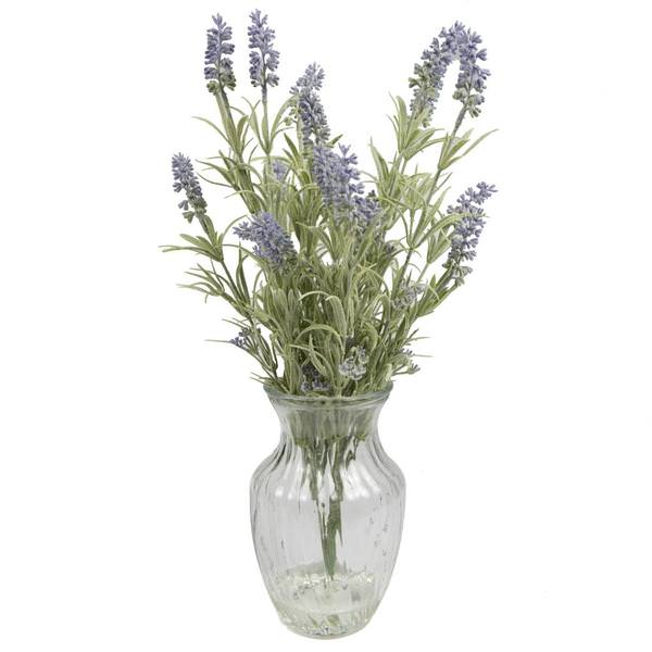 17" Artificial Lavender Bouquet in Glass Vase with Acrylic Water