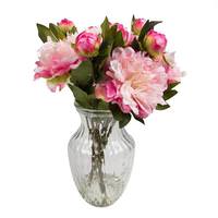Vickerman 17" Artificial Light Pink Peony Bouquet in Glass Vase with Acrylic Water