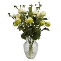 Vickerman 19" Artificial White Ranunculas Bouquet in Glass Vase with Acrylic Water