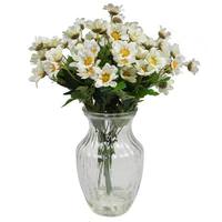 Vickerman 17" Artificial White Daisy Bouquet in Glass Vase with Acrylic Water