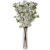 Vickerman 35" Artificial White Cherry Blossom in Glass Vase with Acrylic Water